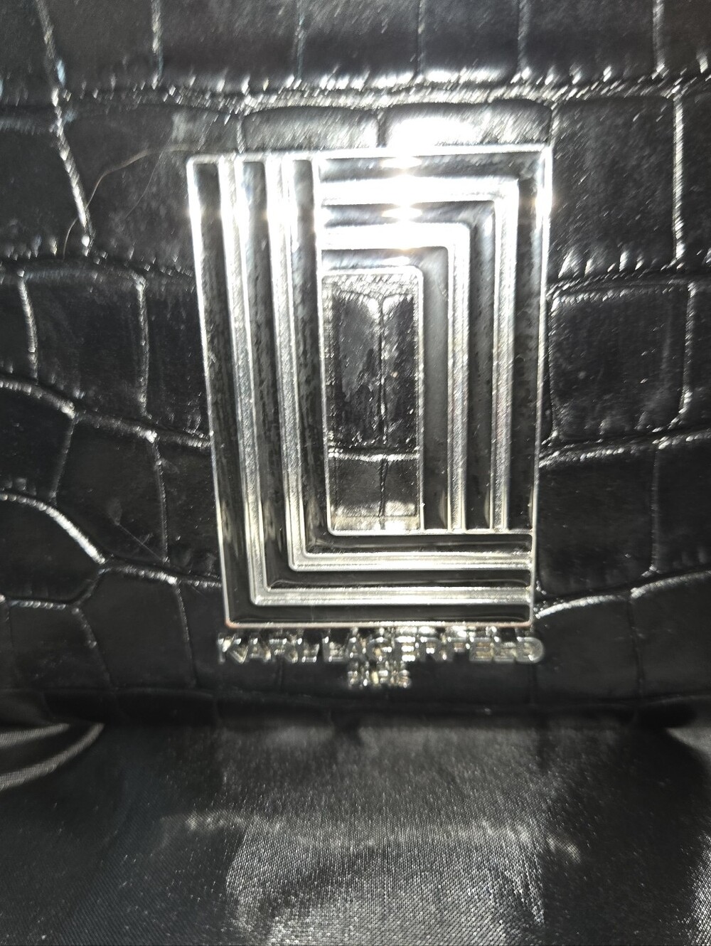 Karl Lagerfeld Paris Simone Alligator-Embossed Large Satchel - Picture 5 of 14